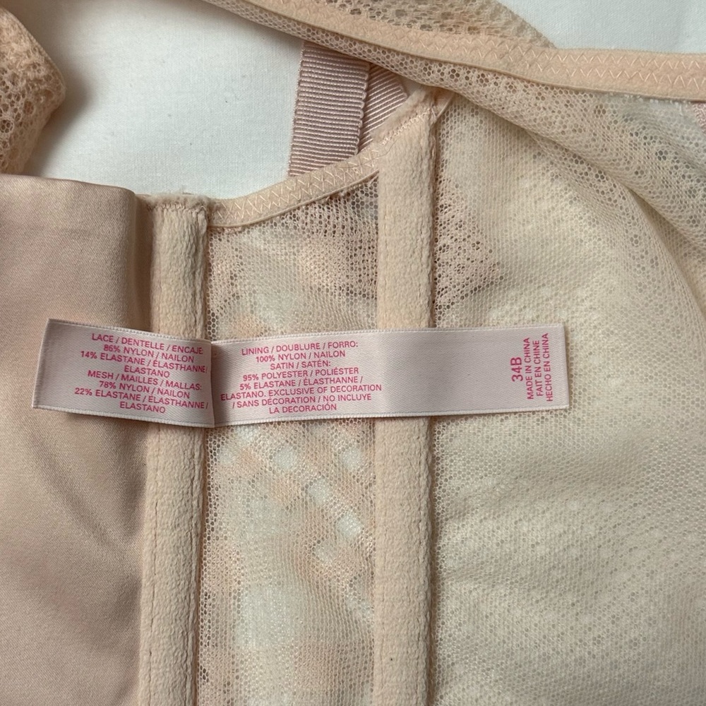 Victoria's Secret Lace Corset Blush Pink High Neck Side Zip Size 34B Romantic - Picture 8 of 13